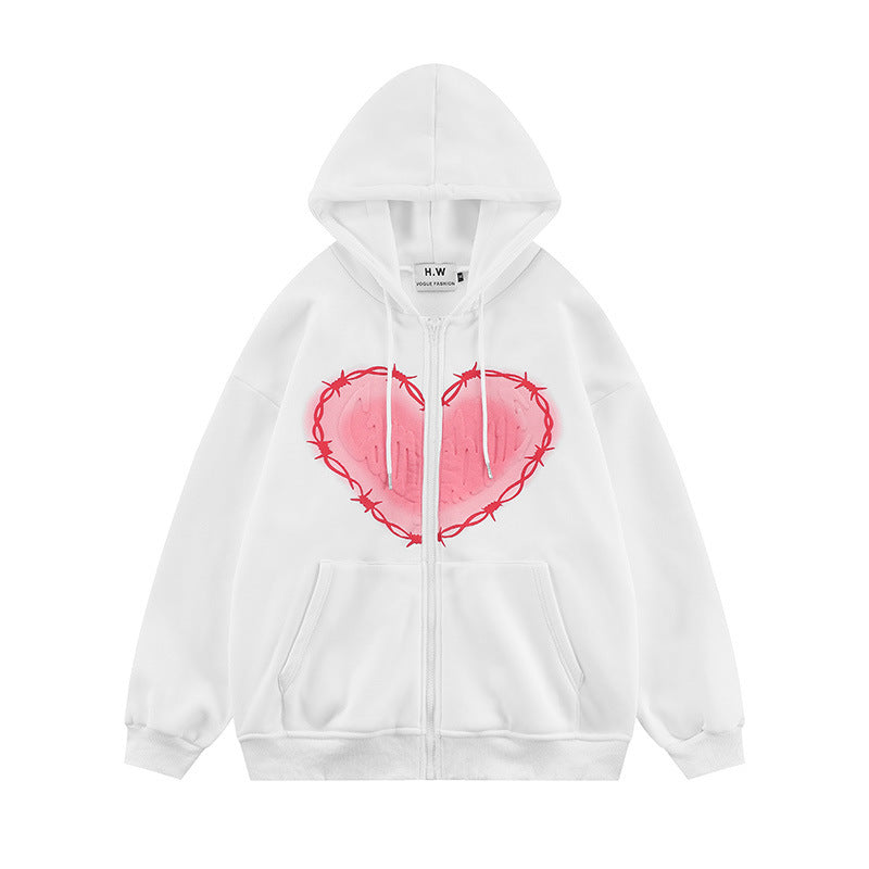 HoodieMens Unisex Heart Foam Print Hoodie