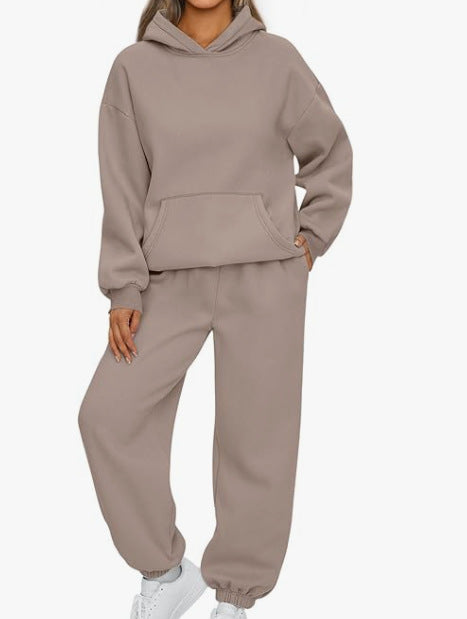 Autumn And Winter New Women's Casual Hooded Sportswear Long Pajama Set