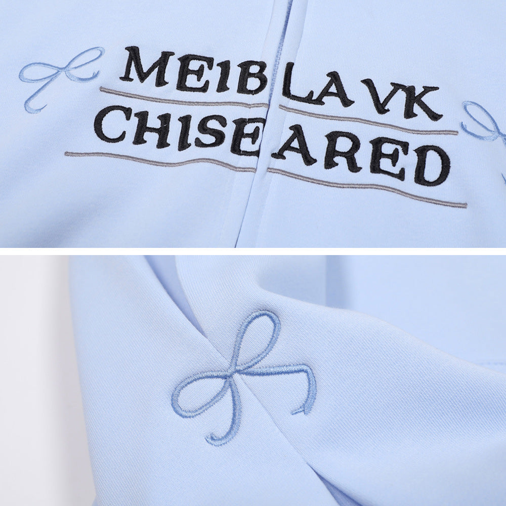 Bow Embroidery Letter Loose Sweatshirt Men
