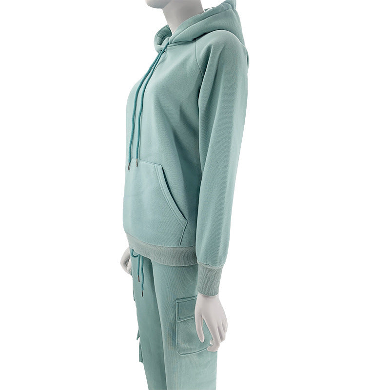 Solid Color Hooded Pocket Pants Casual