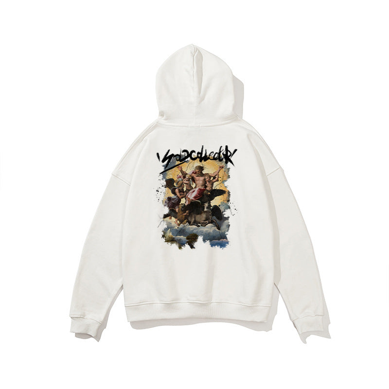 Retro Oil Painting Printed Loose Sweatshirt Men
