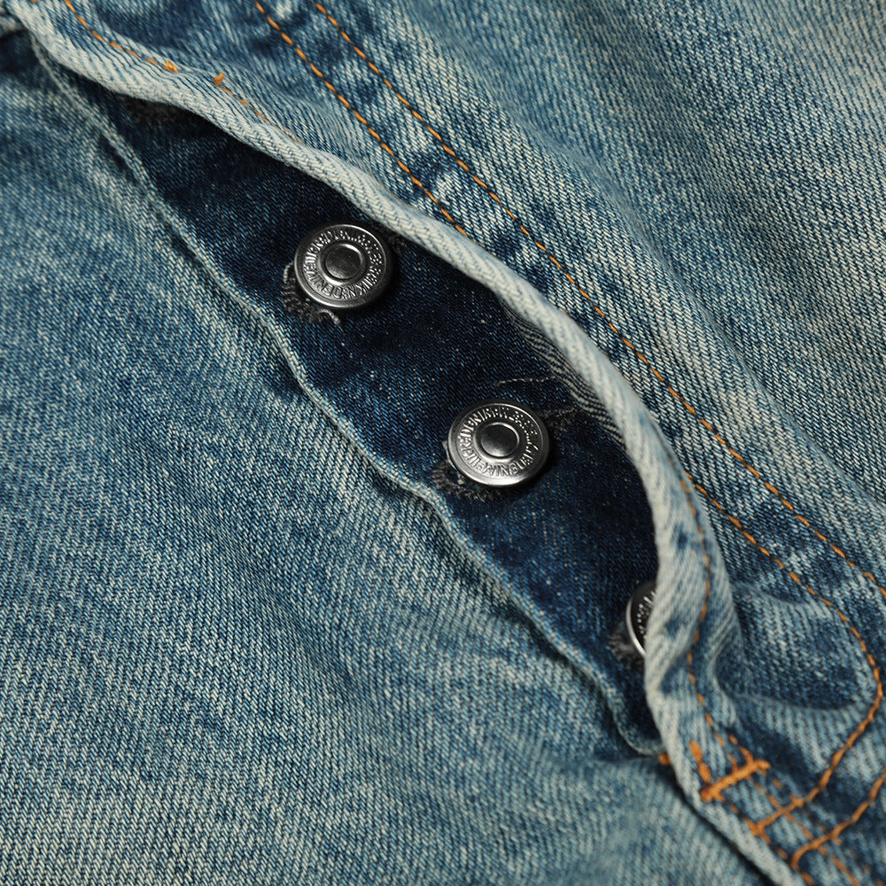 Washed Denim Mop Trousers Men