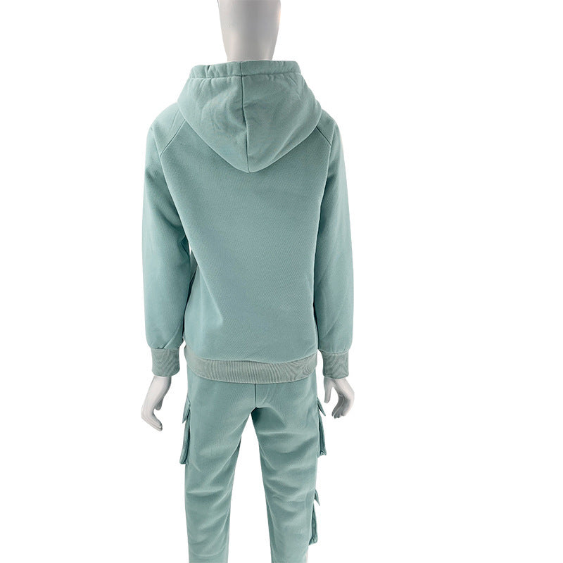 Solid Color Hooded Pocket Pants Casual