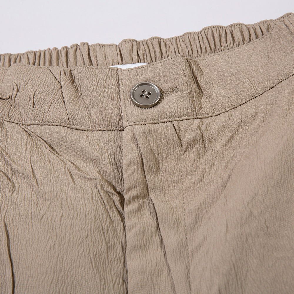 Solid Color Pleated Casual Shorts Men