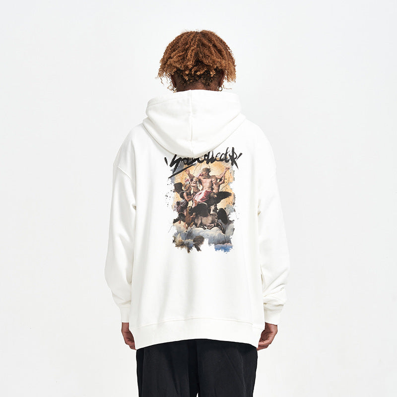 Retro Oil Painting Printed Loose Sweatshirt Men