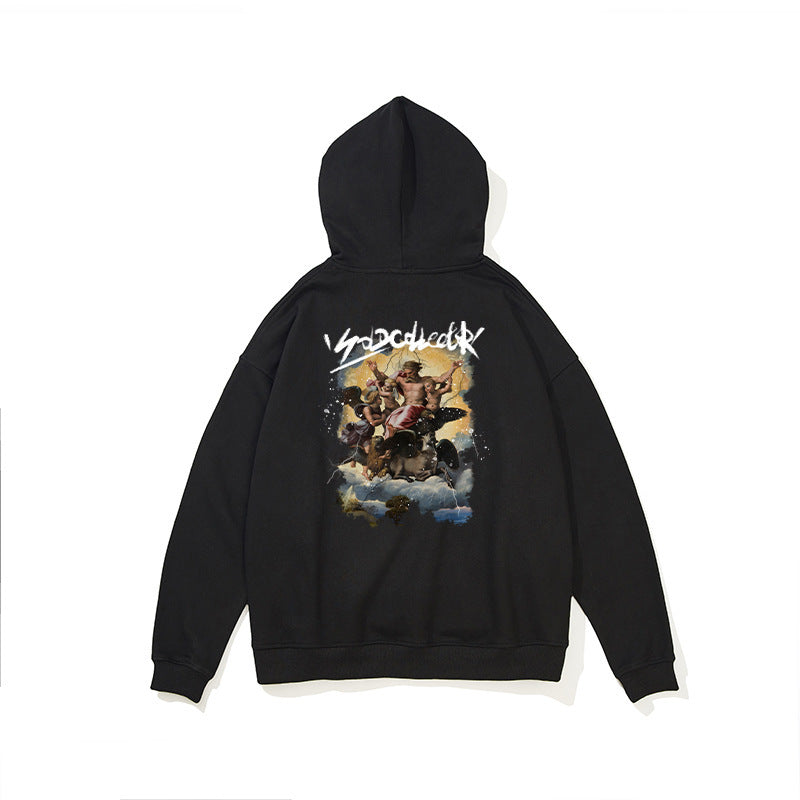 Retro Oil Painting Printed Loose Sweatshirt Men