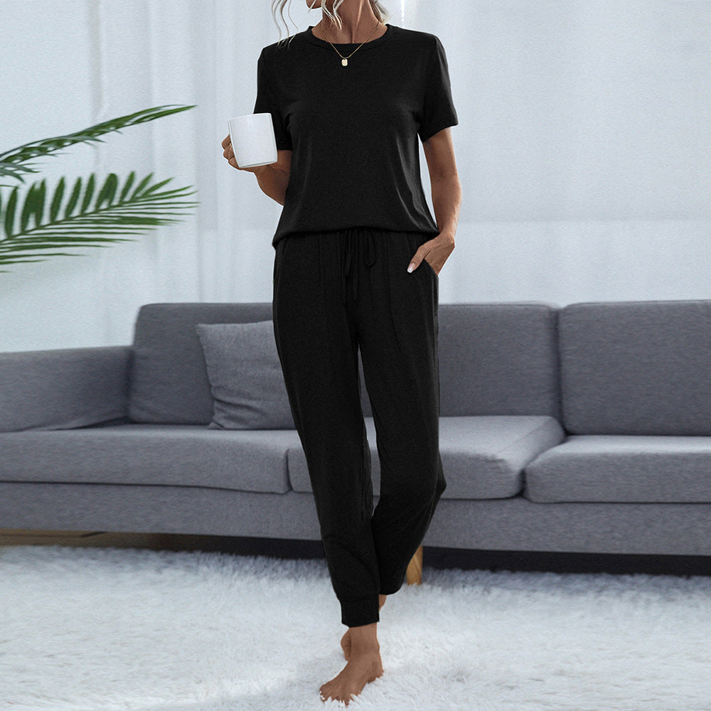 Women's Pocket Short Sleeve Trousers Suit