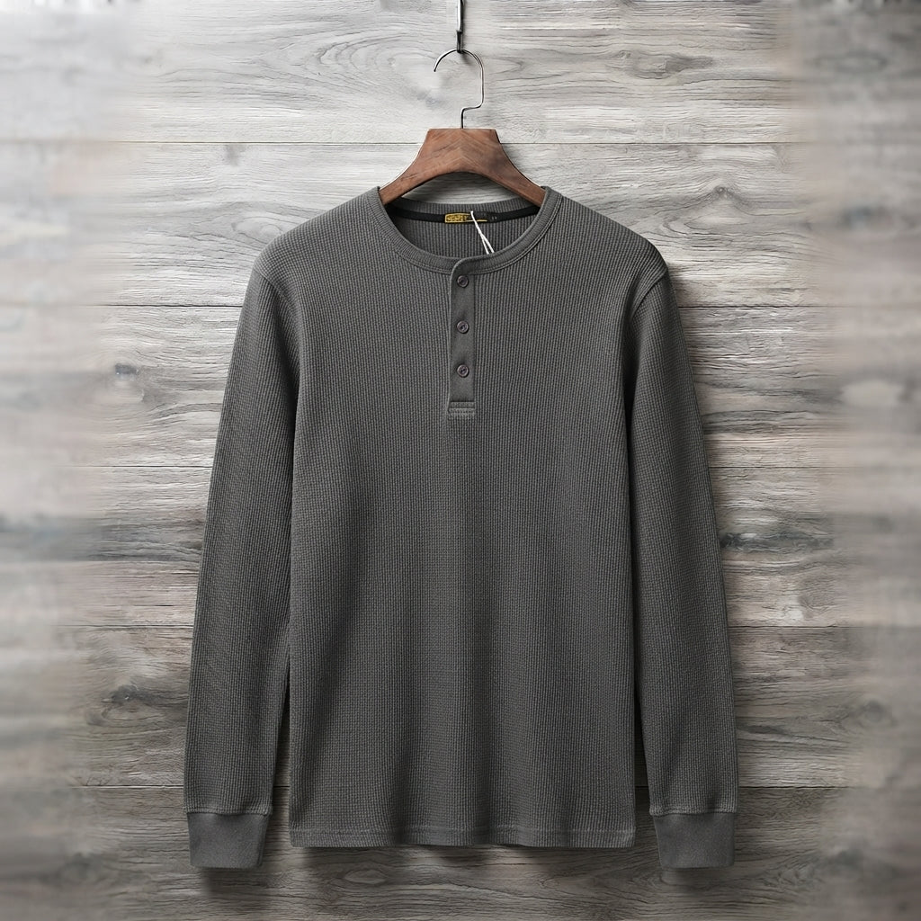 RIBBED HENLEY SWEATER