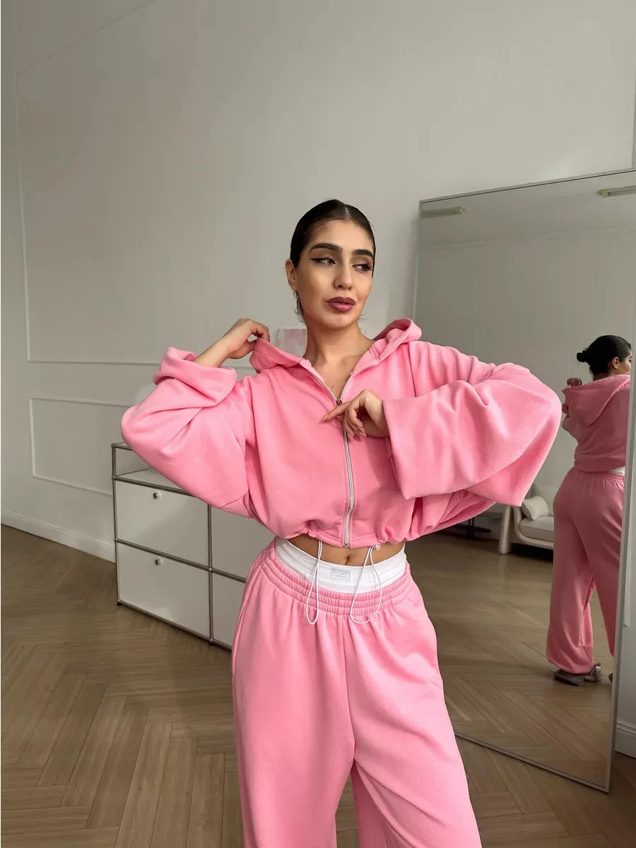 Hoodies Pant Two Piece Sets Women Tracksuit Set Autumn Pant Set Jogger Y2k Sweatshirts Sports Elastic Waist Pants Matching Sets