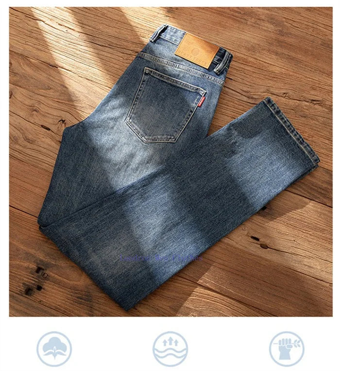 Straight Jeans Tall Guys Students Casual Plus Size 40 Loose Stretched Classic Extra Long Pants Overlong Lengthen Denim Trousers