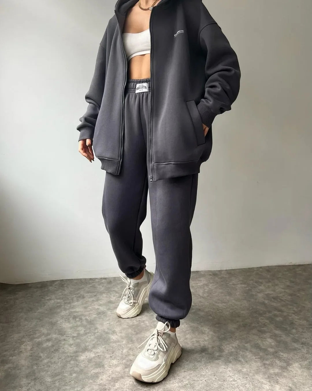 Women's Tracksuit Suit Autumn Fashion Warm Hoodie Sweatshirts Two Pieces Oversized Solid Casual Hoody Pullovers Long Pant Sets