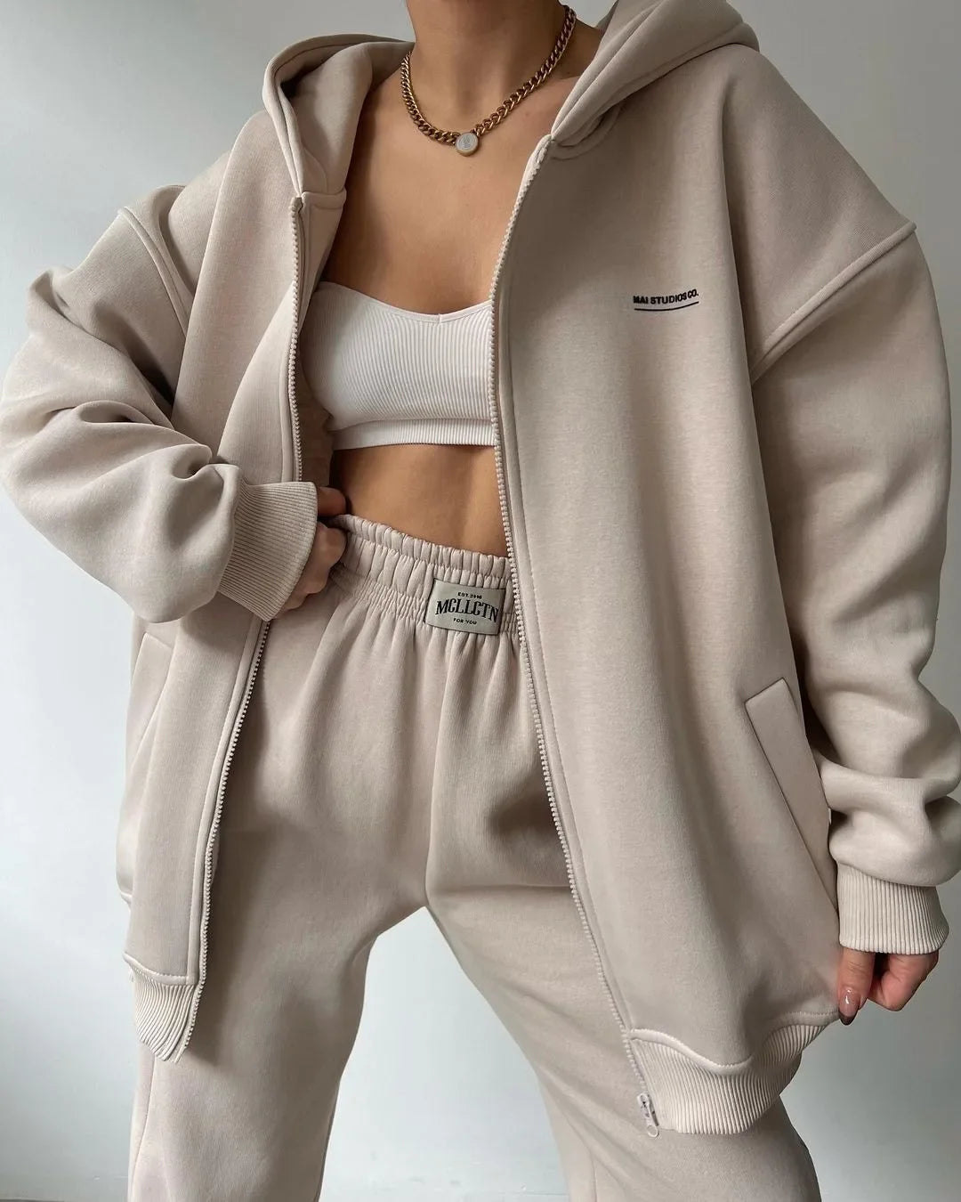 Women's Tracksuit Suit Autumn Fashion Warm Hoodie Sweatshirts Two Pieces Oversized Solid Casual Hoody Pullovers Long Pant Sets