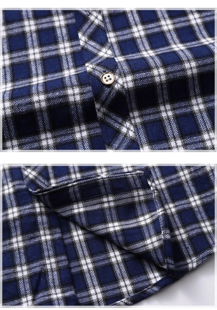 Striped Plaid Short Sleeved Shirt Men's Single-breasted Square Collar Cotton Shirts Summer Fashion Casual Camisa Men Chemise 7XL