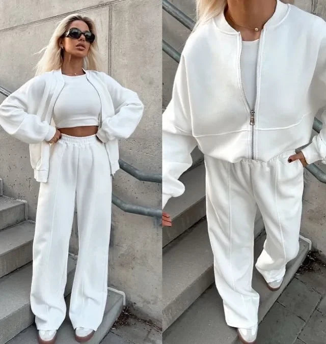 Autumn Winter Jacket Pant Two Piece Sets Women Pant Set Tracksuit Jogger Y2k Sweatshirts Sports Elastic Waist Pants Matching Set