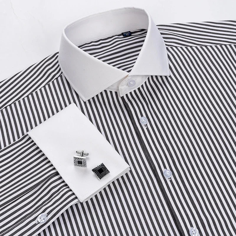 2023 French Cufflinks Suit Collar Korean Version Slim Fitting Shirt Long Sleeve Men's Tuxedo Party Wedding Shirts