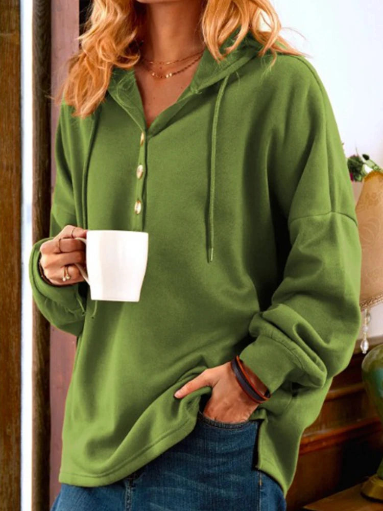 2024 New Fashion Autumn/Winter Women's Hoodie Short Casual Solid Cotton Temperament Commuter Sports Warm Sweater