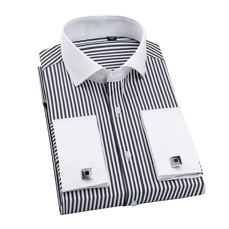 2023 French Cufflinks Suit Collar Korean Version Slim Fitting Shirt Long Sleeve Men's Tuxedo Party Wedding Shirts