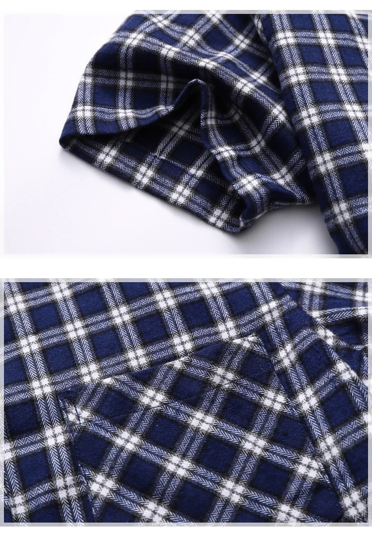 Striped Plaid Short Sleeved Shirt Men's Single-breasted Square Collar Cotton Shirts Summer Fashion Casual Camisa Men Chemise 7XL