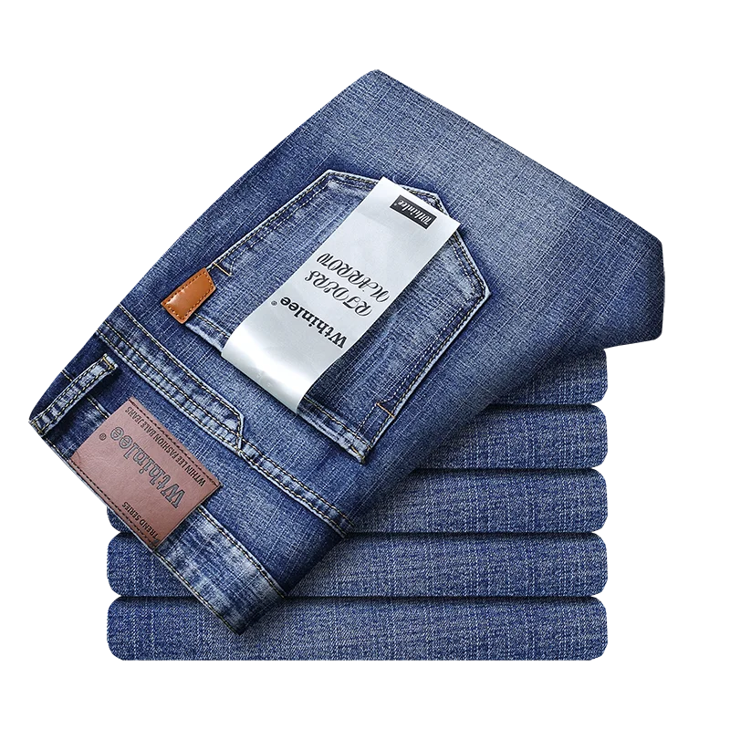 Spring Autumn 2022 Men's Smart Jeans Business Fashion Straight Regular Blue Stretch Denim Trousers Classic Men Plus Size 28-40