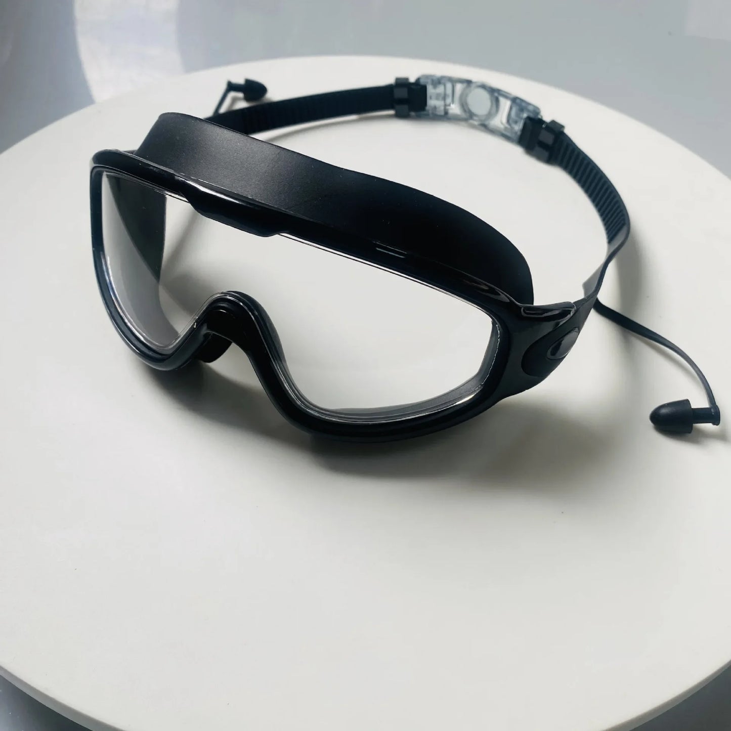 Swim Goggles with Ear Plugs UV Protection No Leaking Anti Fog Lens Swimming Glasses Wide Blue Light Blocking Comfortable Eyewear