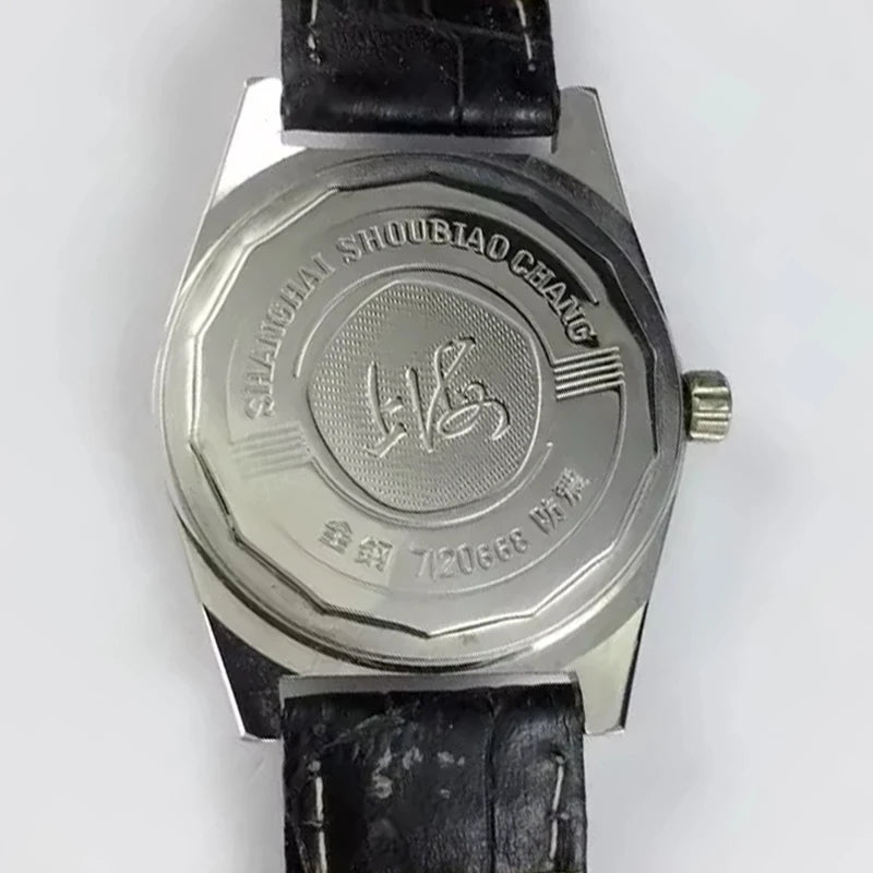 Shanghai Manual Mechanical Watch for Men Hand Wind Wristwatch Original Reloj Business Man Black Leather Old Orologio Male Clock