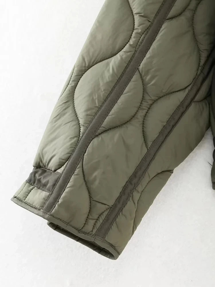 TRAFZA 2024 New Women Fashion Coat Long Sleeve Jackets With Drawstring Versatile Hight Street Outerwear Female Mujer Winter Coat