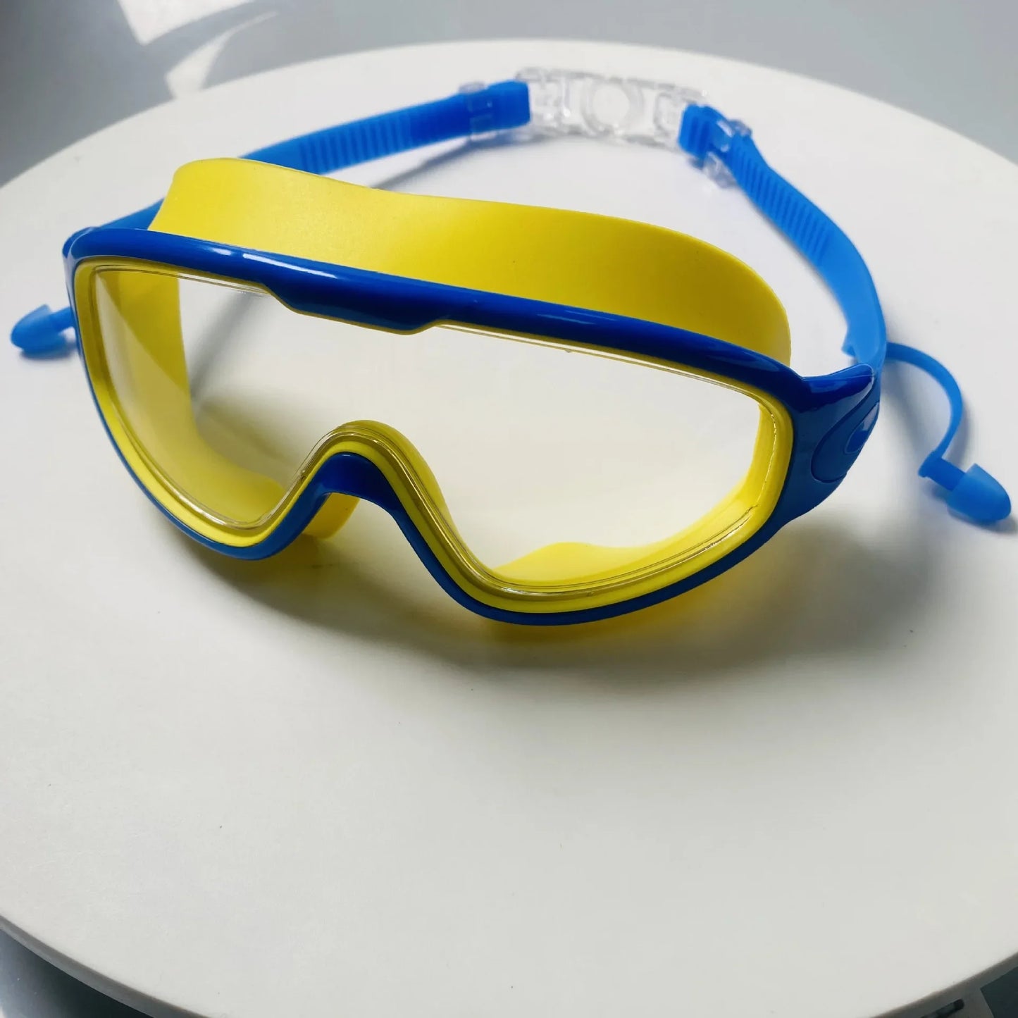 Swim Goggles with Ear Plugs UV Protection No Leaking Anti Fog Lens Swimming Glasses Wide Blue Light Blocking Comfortable Eyewear
