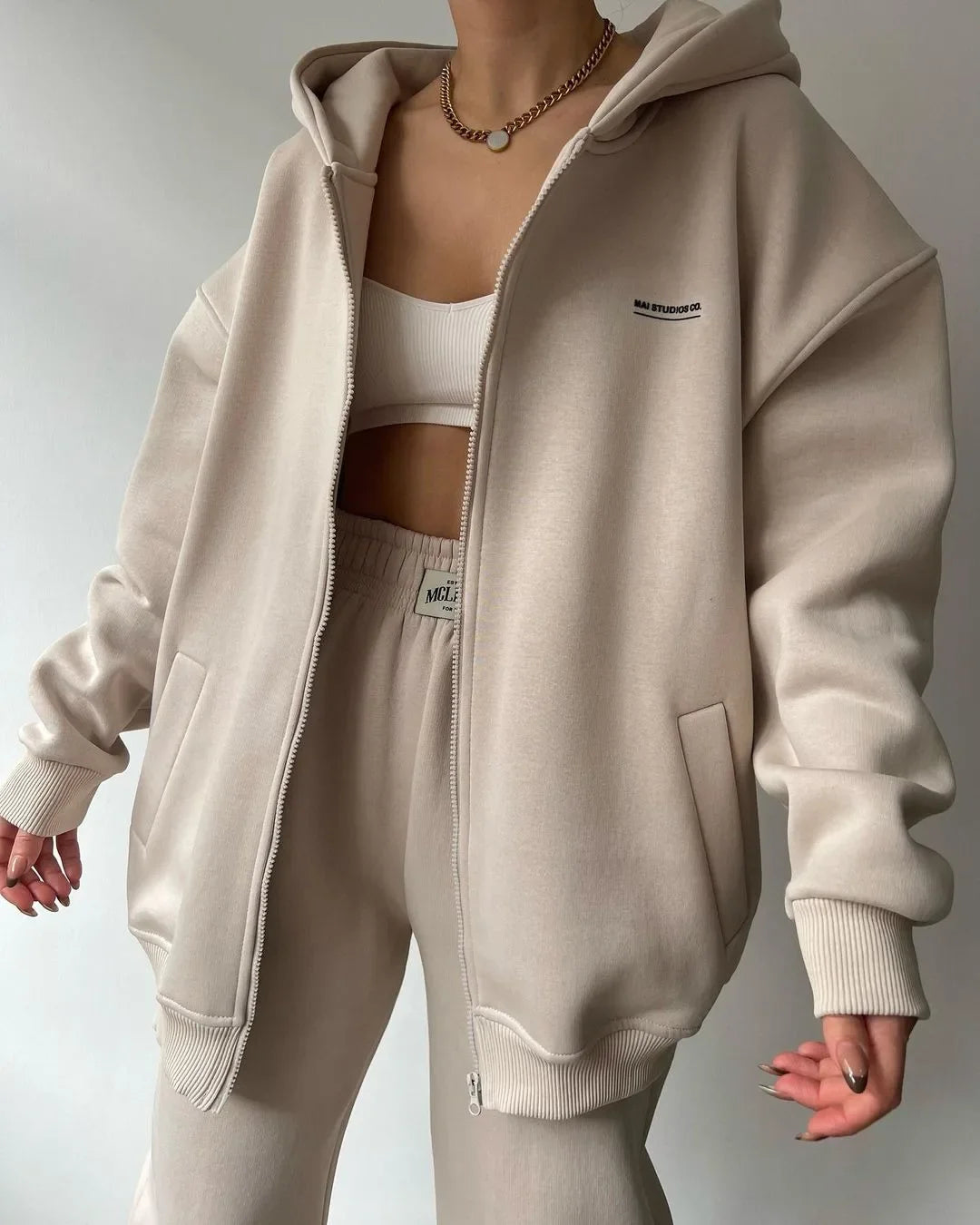 Women's Tracksuit Suit Autumn Fashion Warm Hoodie Sweatshirts Two Pieces Oversized Solid Casual Hoody Pullovers Long Pant Sets