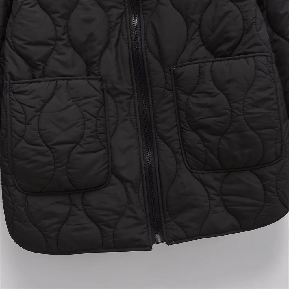 UNIZERA 2023 Autumn/Winter New Product Women's New Fashion and Casual Versatile Stand up Collar Hooded Jacket Cotton Coat