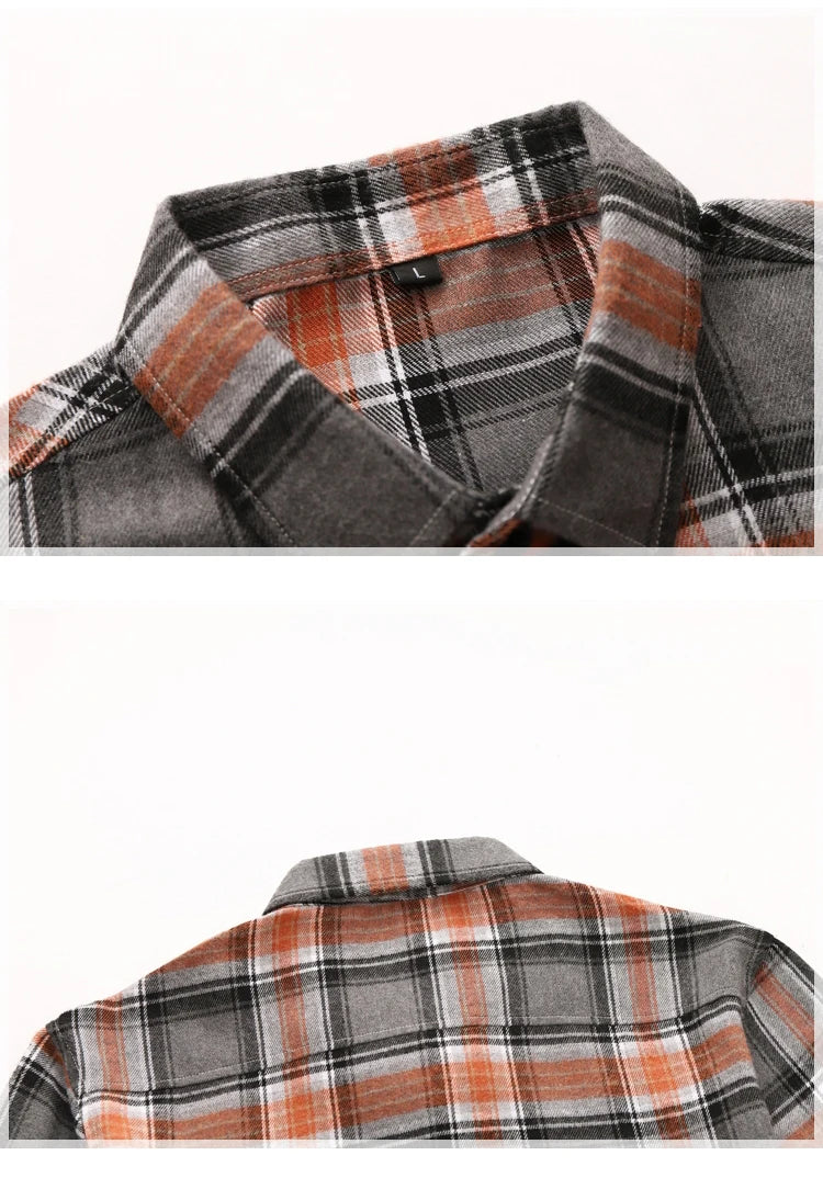 Striped Plaid Short Sleeved Shirt Men's Single-breasted Square Collar Cotton Shirts Summer Fashion Casual Camisa Men Chemise 7XL