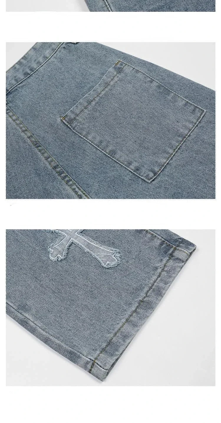 Autumn Fashion Trousers Cross Denim Pants Streetwear Hip Hop Low Rise Baggy Jeans For Korean Y2k Women Cargo Pants