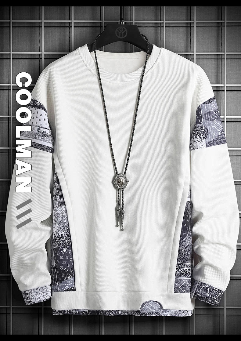 2024 New Mens Fashion Casual Hoodie Male Sportswear Pullover Patchwork Autumn Hoodie Sweatshirt Large Size Men Hip Hop Hoodies