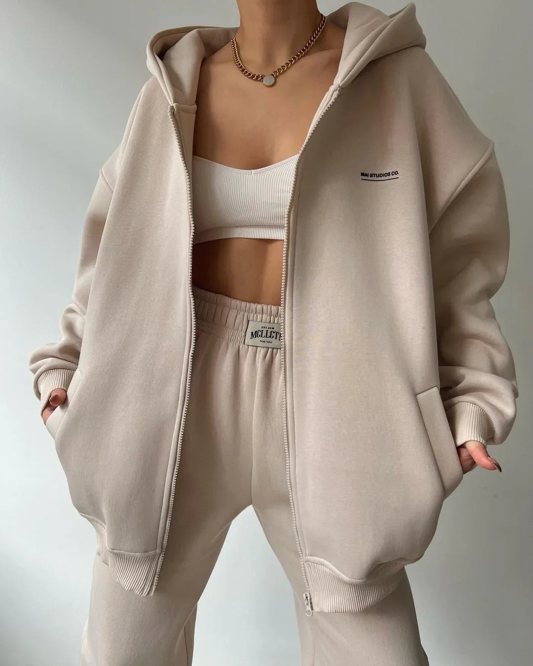 Women's Tracksuit Suit Autumn Fashion Warm Hoodie Sweatshirts Two Pieces Oversized Solid Casual Hoody Pullovers Long Pant Sets