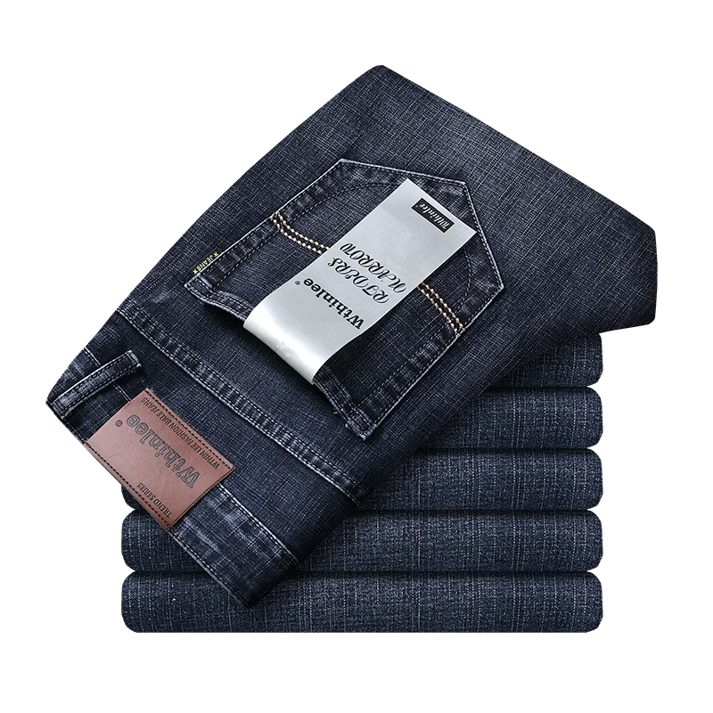 Spring Autumn 2022 Men's Smart Jeans Business Fashion Straight Regular Blue Stretch Denim Trousers Classic Men Plus Size 28-40