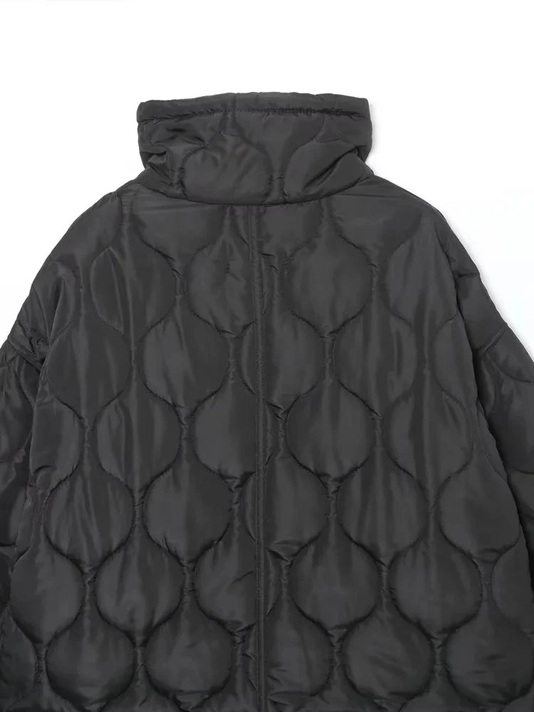 TRAFZA 2024 New Women Fashion Coat Long Sleeve Jackets With Drawstring Versatile Hight Street Outerwear Female Mujer Winter Coat