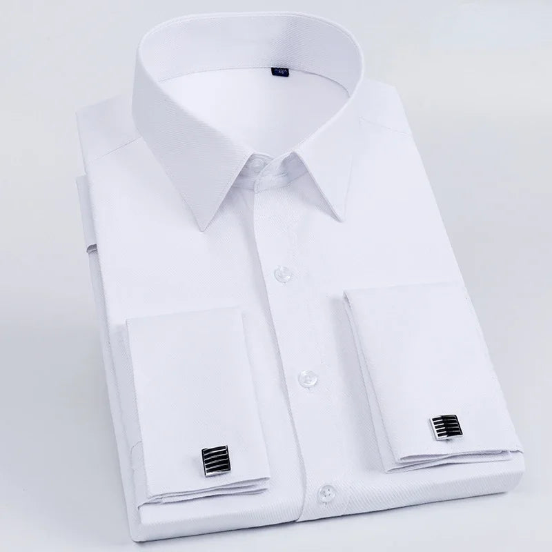 2023 French Cufflinks Suit Collar Korean Version Slim Fitting Shirt Long Sleeve Men's Tuxedo Party Wedding Shirts