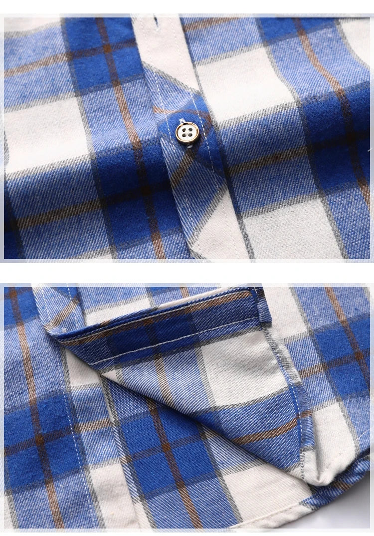 Striped Plaid Short Sleeved Shirt Men's Single-breasted Square Collar Cotton Shirts Summer Fashion Casual Camisa Men Chemise 7XL