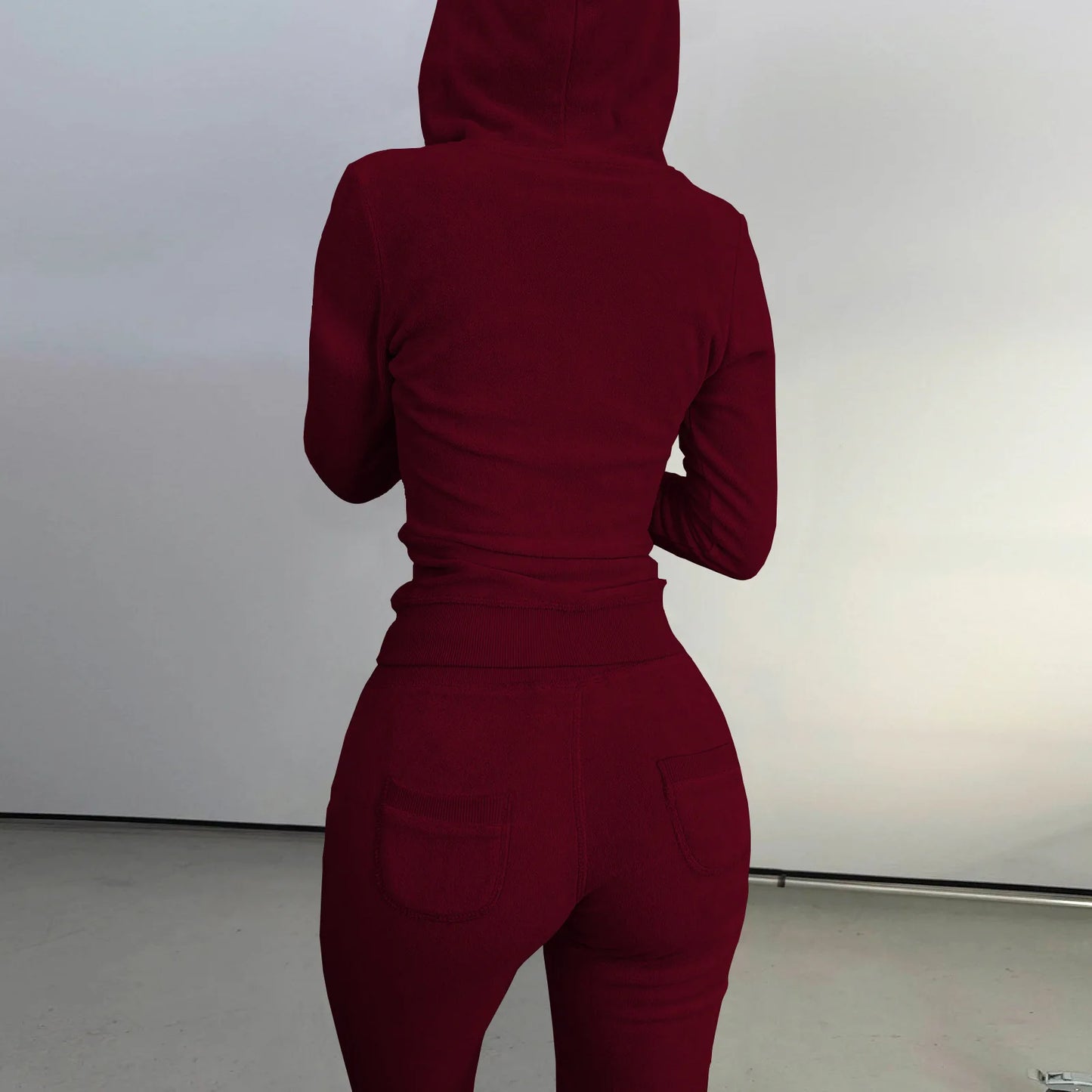 Autumn Winter Double-sided Velvet Vest 3 Piece Set For Woman's Fashion Hooded Sweatshirt Jacket Slim Pocket Trousers Female Suit