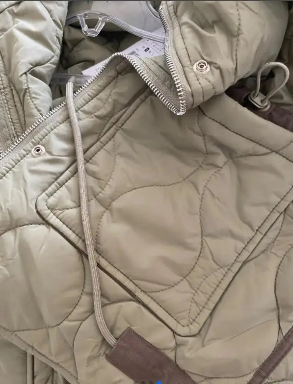 TRAFZA 2024 New Women Fashion Coat Long Sleeve Jackets With Drawstring Versatile Hight Street Outerwear Female Mujer Winter Coat