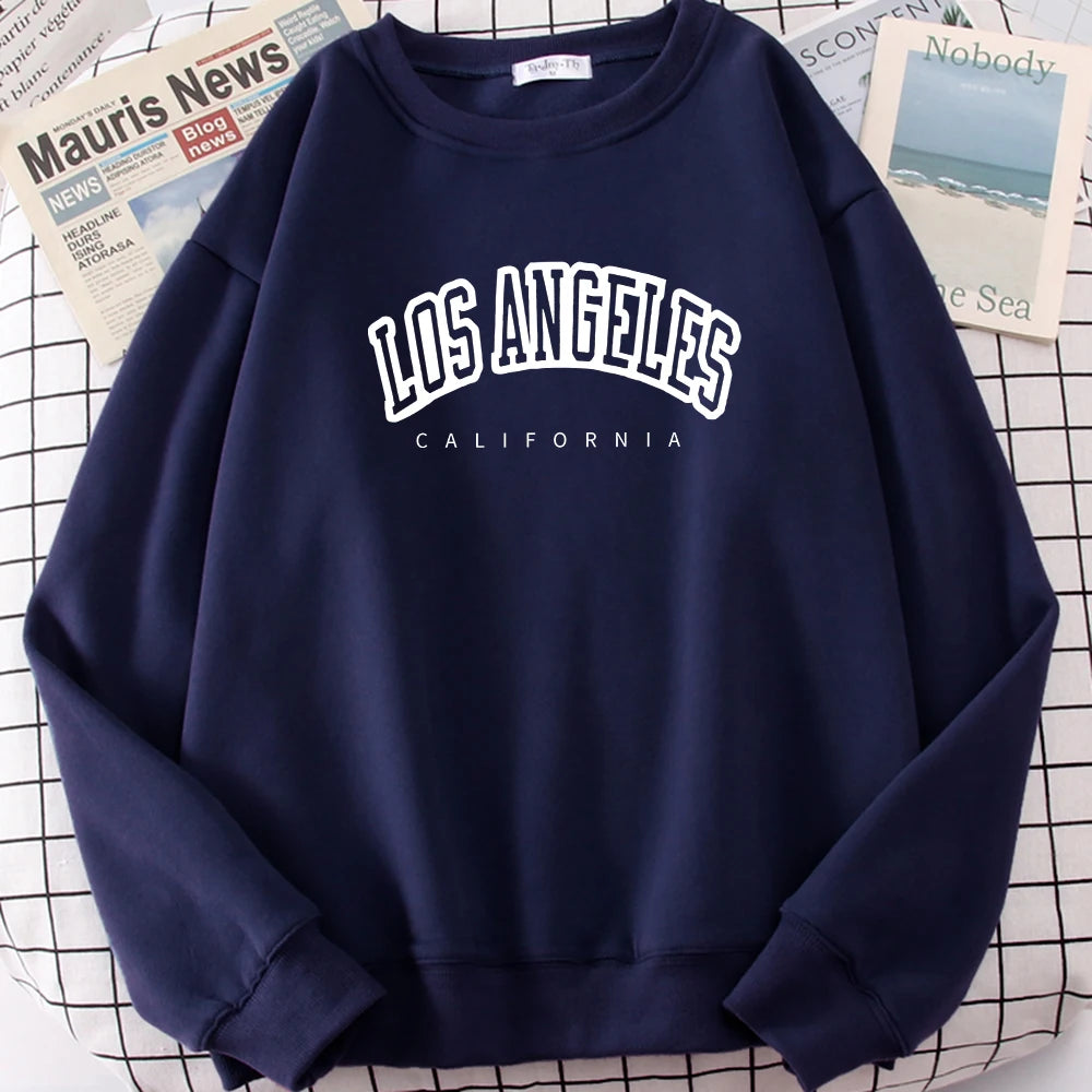 Los Angeles California City Streetwear Sweatshirt For Women Loose Oversized Clothing Personality Soft Letter Print Hoodies Woman