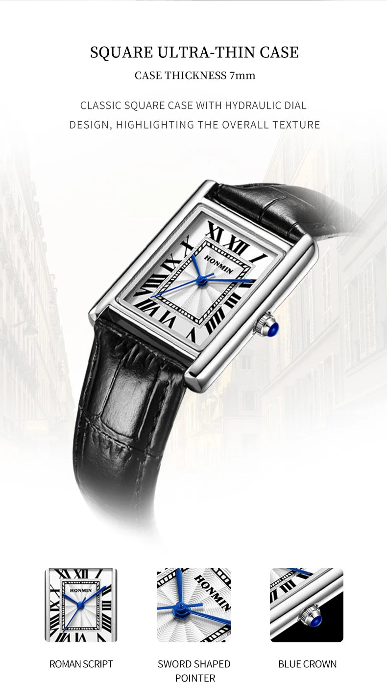 Square Quartz Watch Tank Men
