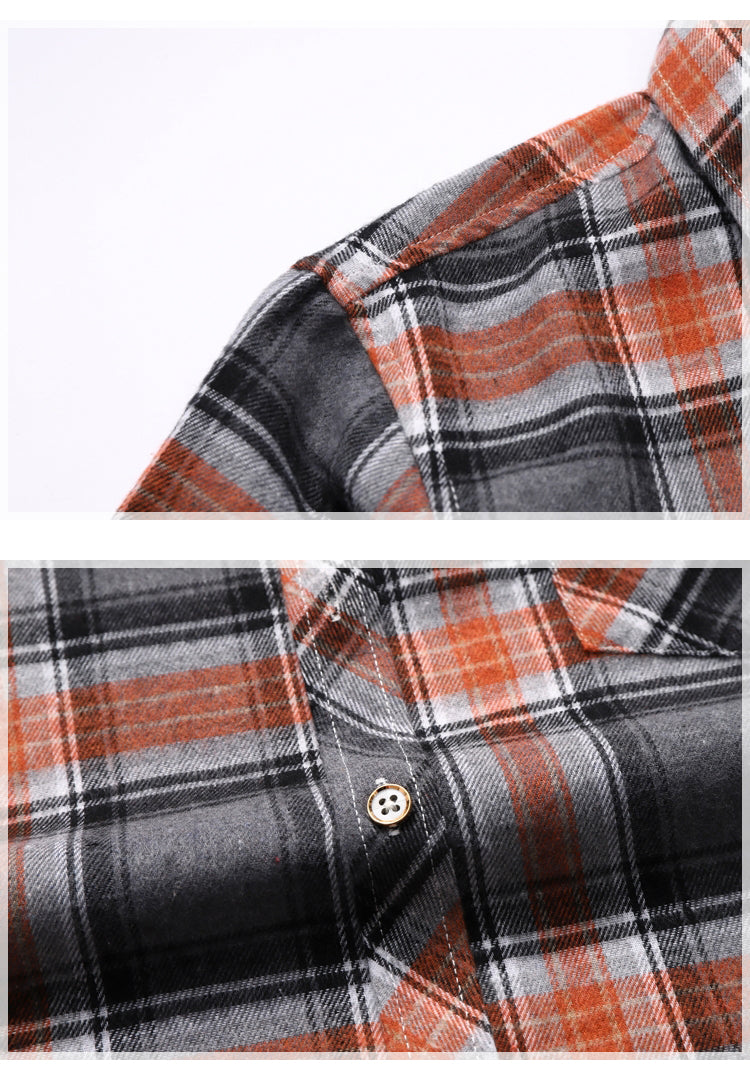 Striped Plaid Short-sleeved Shirt Men's Single-breasted Square Collar Cotton Shirts Summer Fashion Casual Camisa Men Chemise 7XL