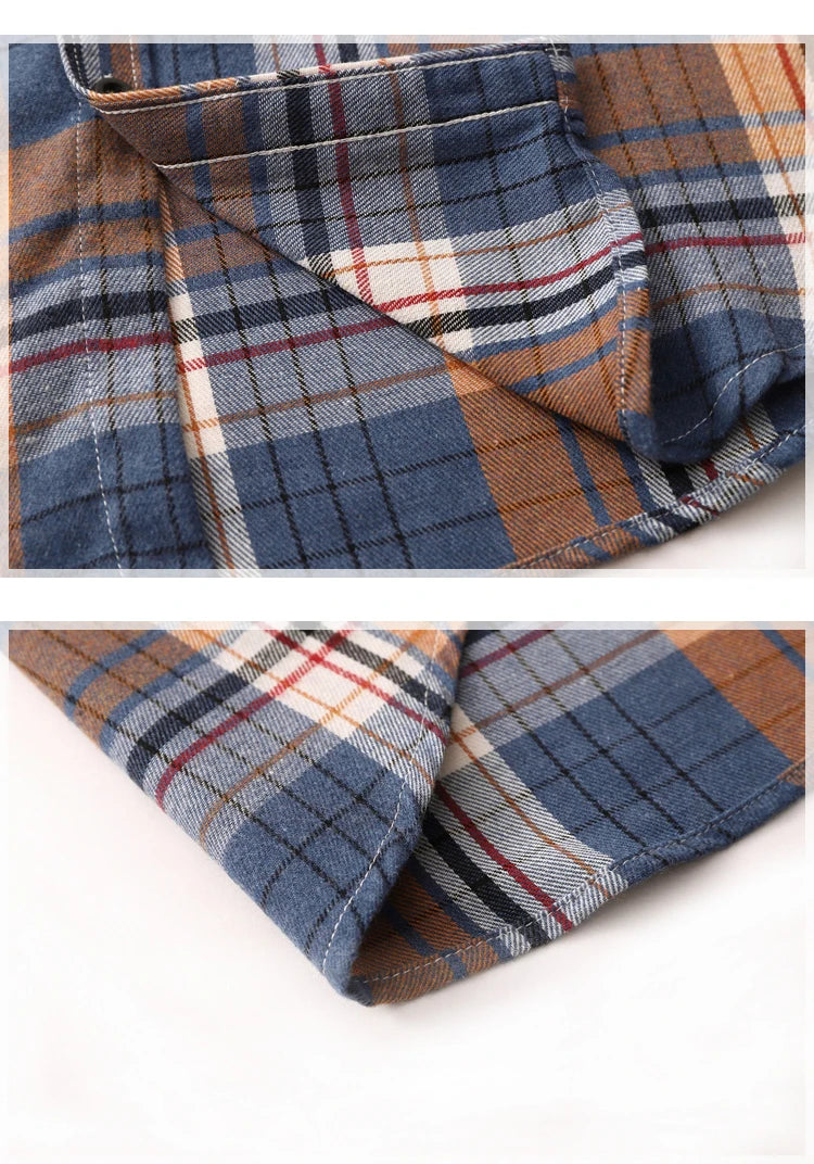 Striped Plaid Short Sleeved Shirt Men's Single-breasted Square Collar Cotton Shirts Summer Fashion Casual Camisa Men Chemise 7XL