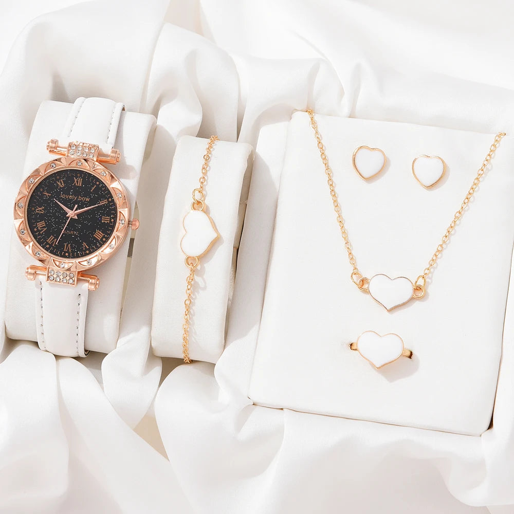 2023 5pcs Set Luxury Ladies Quartz Wrist Watches Dress Watch Women Crystal Diamond Watches Clock Women Montre Femme