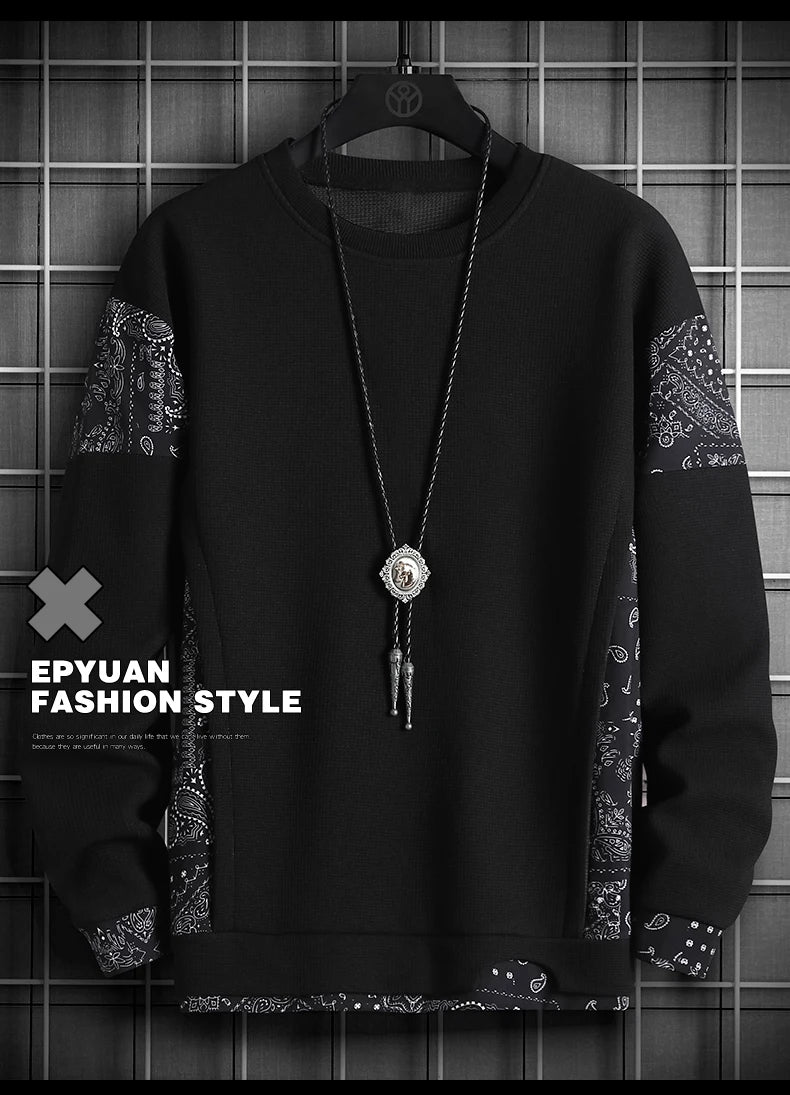2024 New Mens Fashion Casual Hoodie Male Sportswear Pullover Patchwork Autumn Hoodie Sweatshirt Large Size Men Hip Hop Hoodies