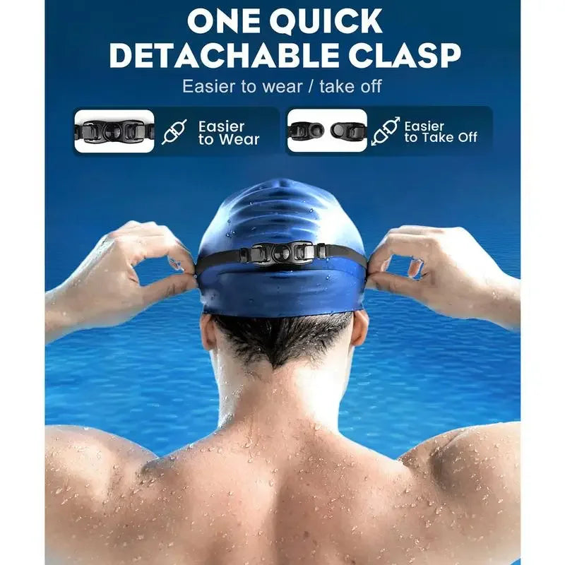 Swim Goggles with Ear Plugs UV Protection No Leaking Anti Fog Lens Swimming Glasses Wide Blue Light Blocking Comfortable Eyewear