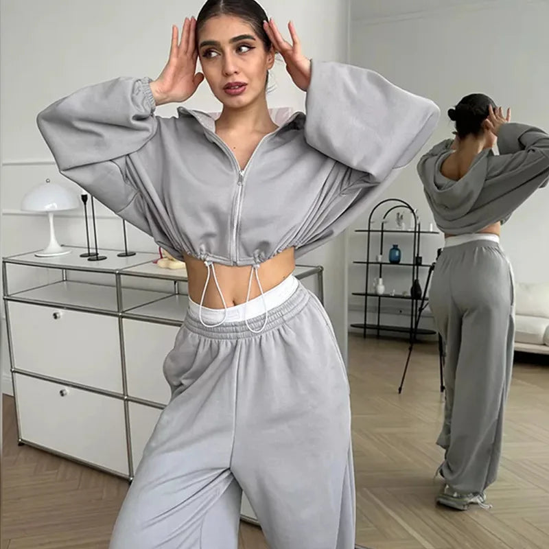 Hoodies Pant Two Piece Sets Women Tracksuit Set Autumn Pant Set Jogger Y2k Sweatshirts Sports Elastic Waist Pants Matching Sets