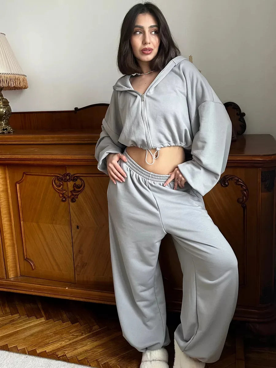 Hoodies Pant Two Piece Sets Women Tracksuit Set Autumn Pant Set Jogger Y2k Sweatshirts Sports Elastic Waist Pants Matching Sets
