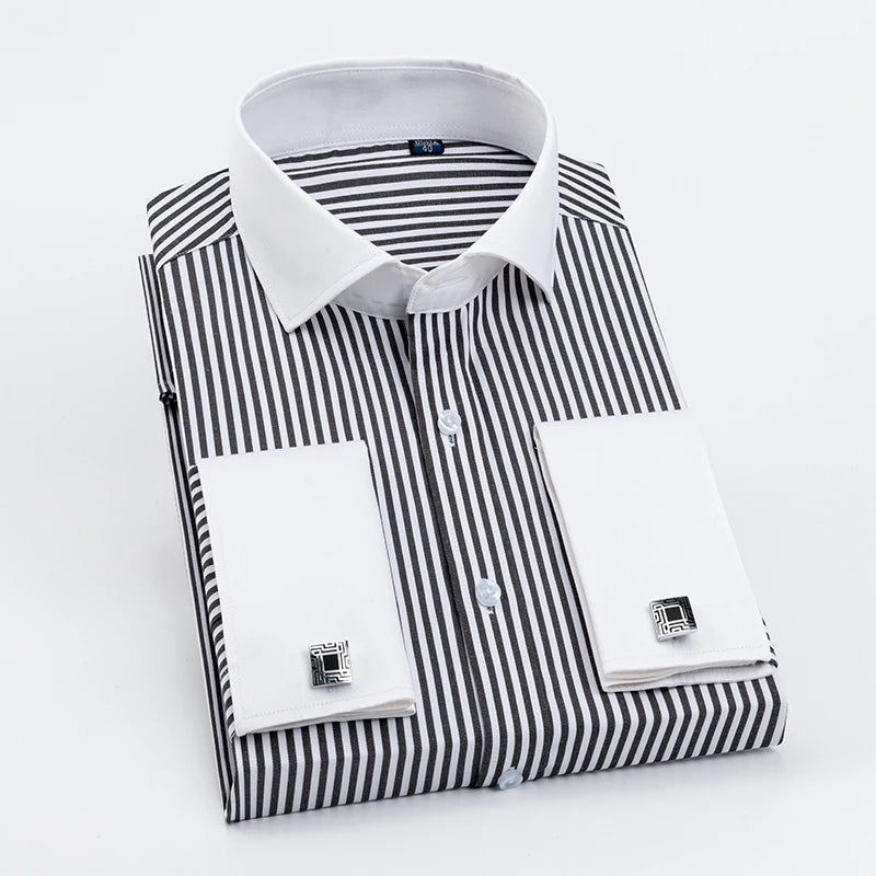2023 French Cufflinks Suit Collar Korean Version Slim Fitting Shirt Long Sleeve Men's Tuxedo Party Wedding Shirts