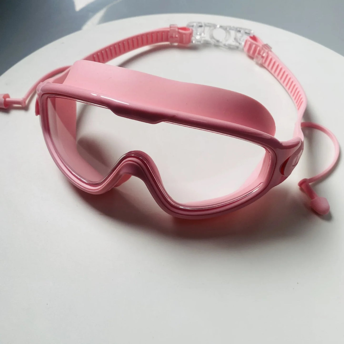 Swim Goggles with Ear Plugs UV Protection No Leaking Anti Fog Lens Swimming Glasses Wide Blue Light Blocking Comfortable Eyewear